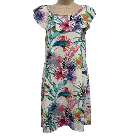 Tommy Bahama Floral Swim Dress Size M UPF 50 Fronds Ferdinan Off-The-Shoulder - Picture 1 of 9